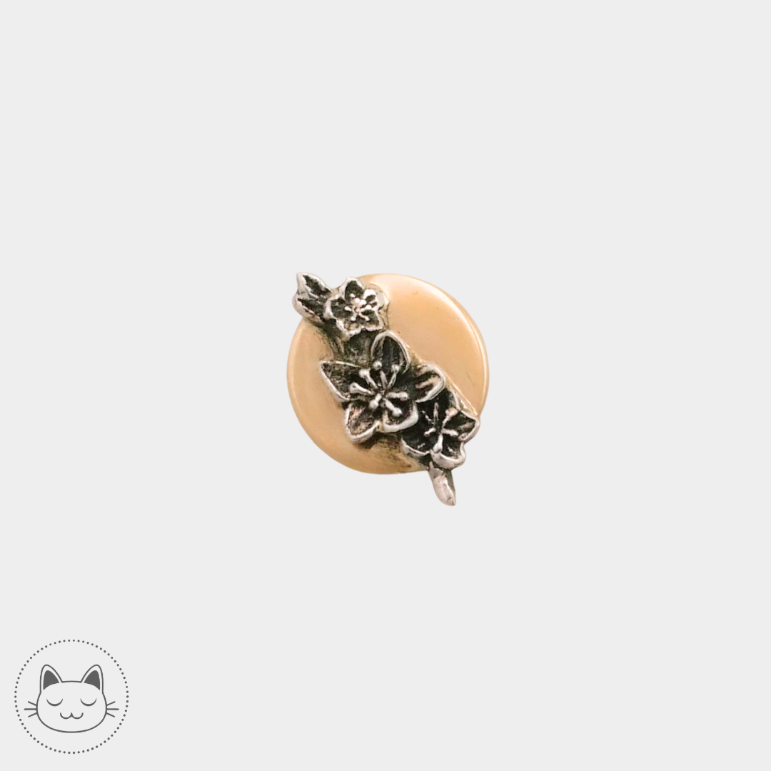 Naga Jewelry - Aurielle  - Branche de sakura sur disque - Or blanc sur or jaune