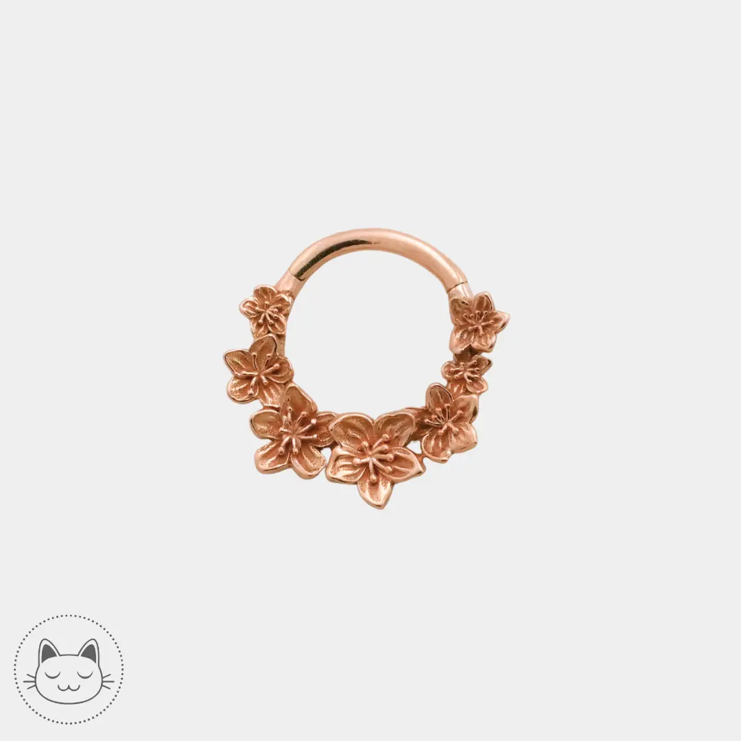 Naga Jewelry -  Sakura no Ame - Anneau or rose représentant un entrelacs de fleurs de cerisier