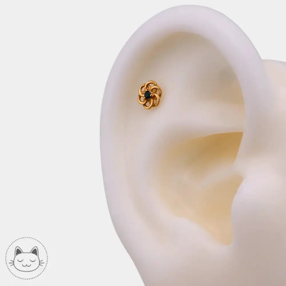 détail bijou piercing saphir naga or 14 carats