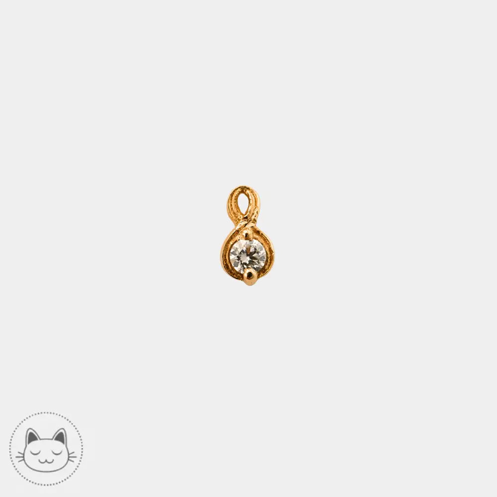 Cabochon threadless Naga Jewelry en or 14k avec diamant blanc