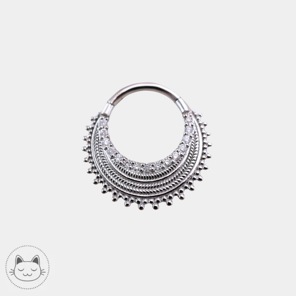 Anneau piercing or blanc 14K diamants blancs Naga Stacelita
