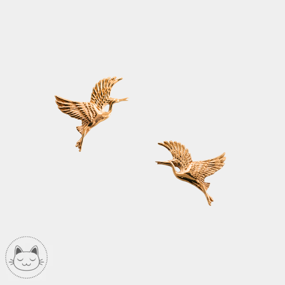 Bijou piercing or jaune 14K Naga Tsuru grue