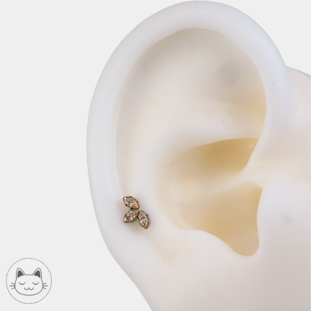 NeoMetal Marquise zircon champagne low helix