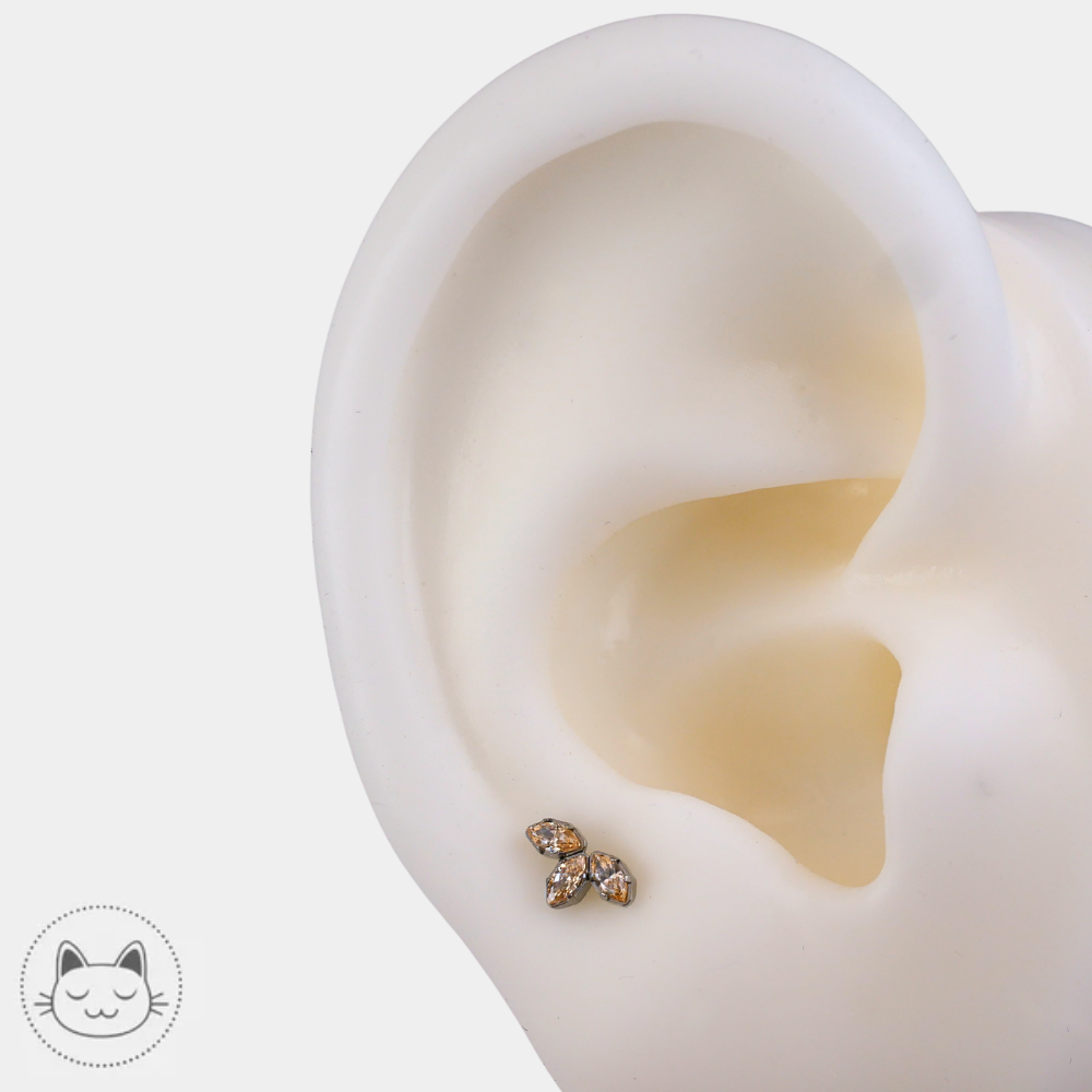 bijou piercing titane zircon champagne neometal marquise position oreille