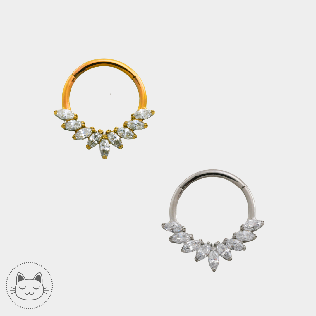 Anneau - Titane et Zircons marquise - Kawaii Place piercing 