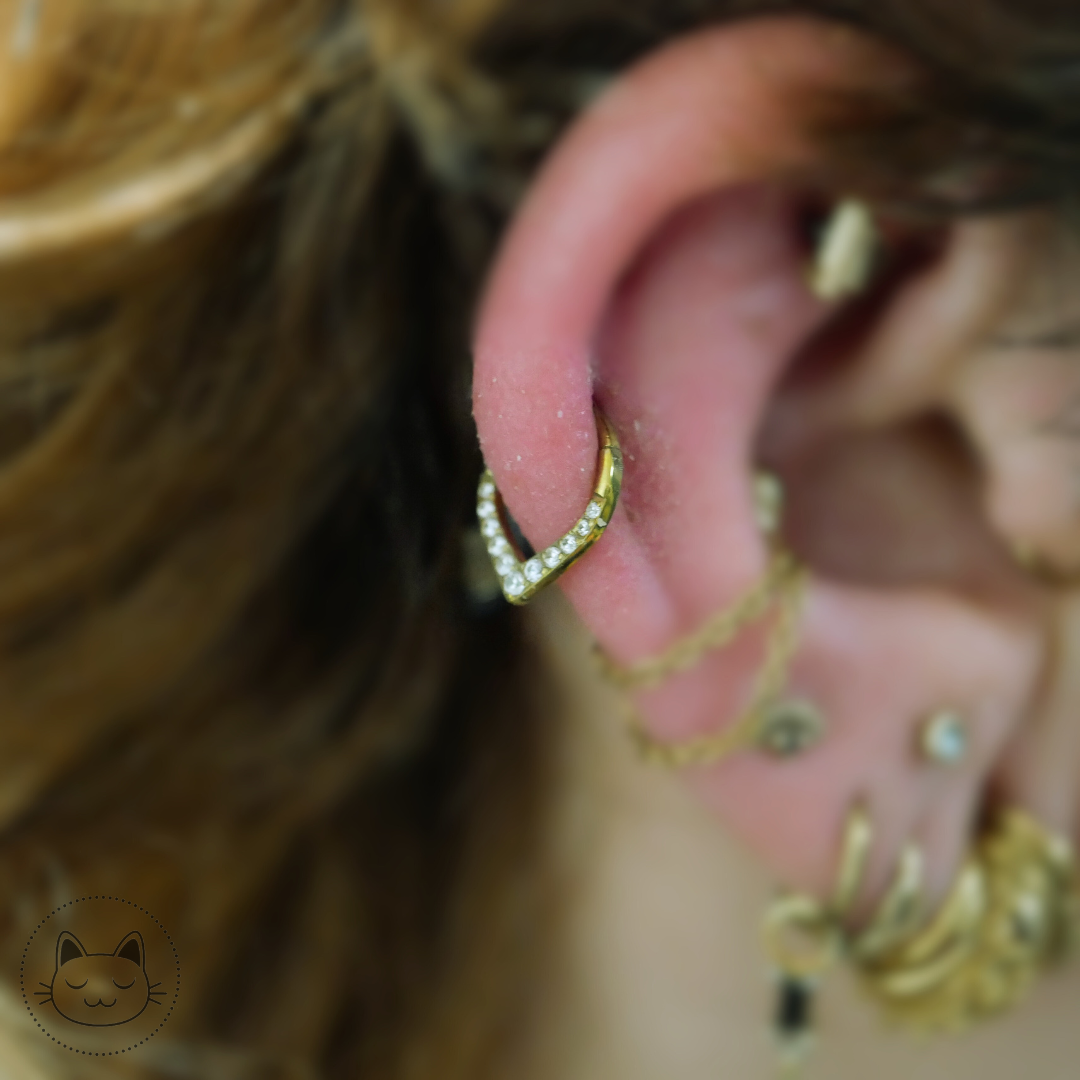 Anneau Titane - Drop - Zircons blancs - Kawaii Place piercing 