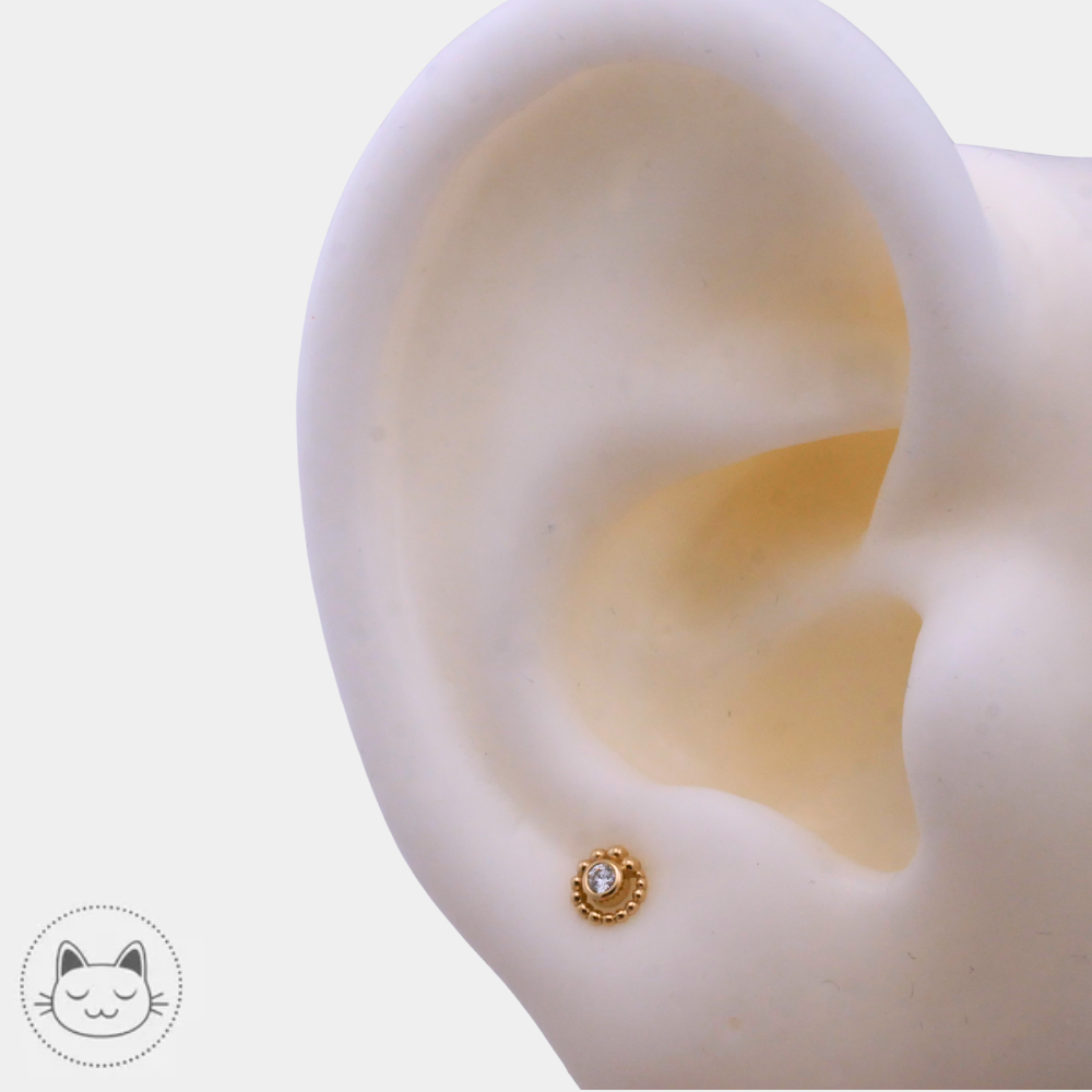 Détail du BVLA Tiny Beaded Swirl or 14k et diamant blanc