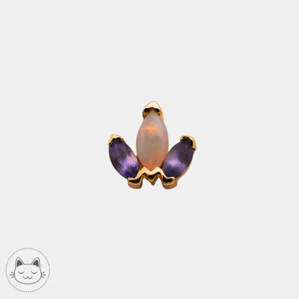 BVLA or 14k tanzanites sablées et opale blanche bijou premium