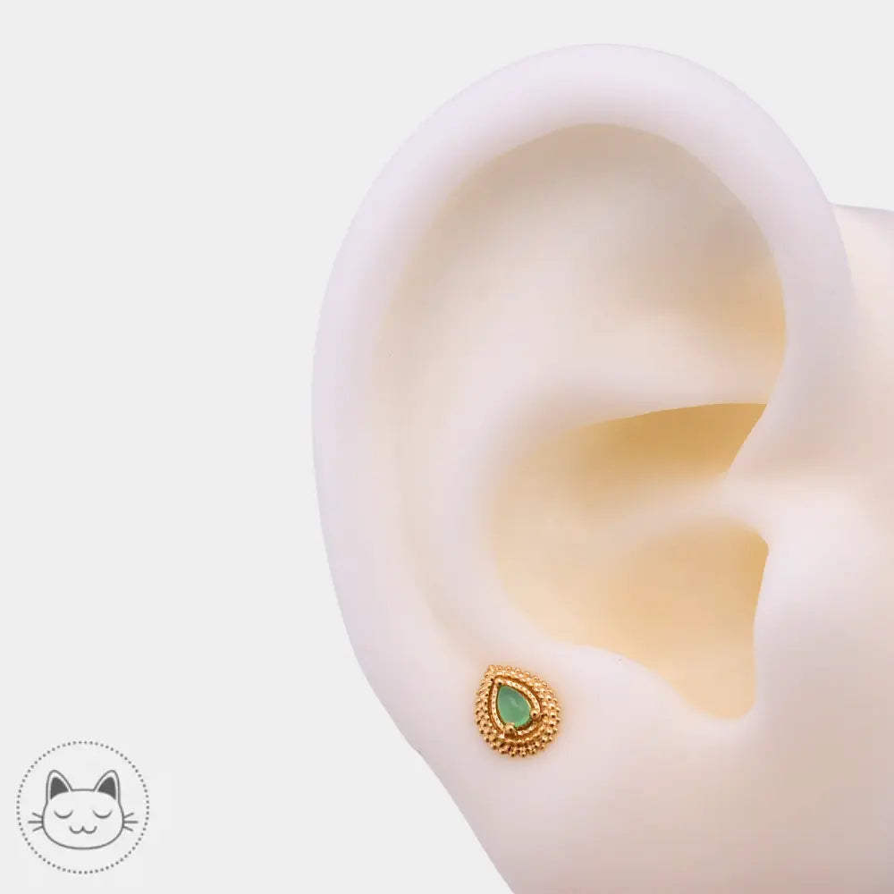 Mini Afghan Pear BVLA en or 14K chrysoprase sablée