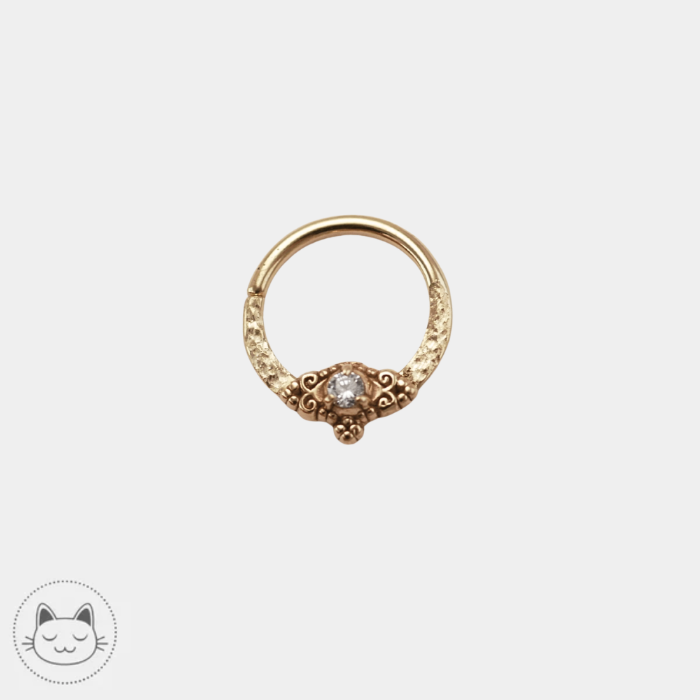 Anneau piercing Sacred Symbols CS2 en or jaune 14K avec zircon blanc