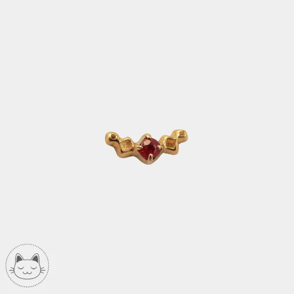 Bijou piercing Sacred Symbols D15 en or jaune 14K avec rubis