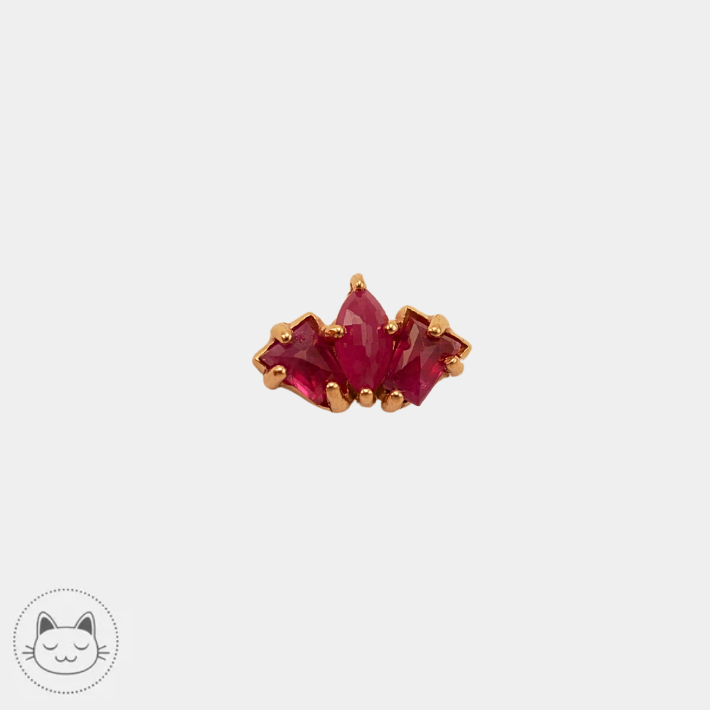 Bijou piercing Sacred Symbols D1 en or jaune 14K avec rubis