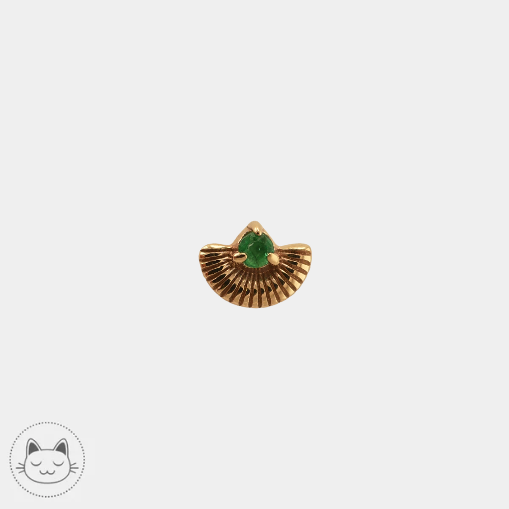 Bijou piercing Sacred Symbols D53 en or jaune 14K avec émeraude