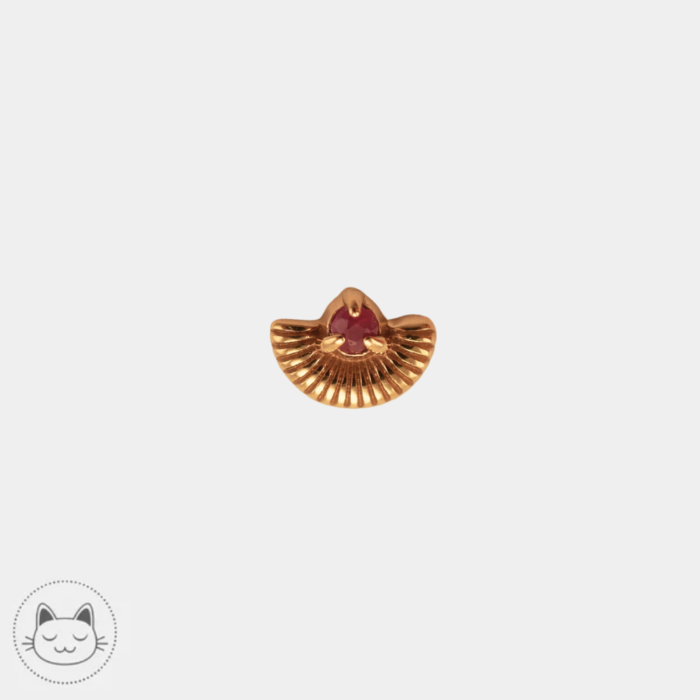 Bijou piercing Sacred Symbols D53 en or jaune 14K avec rubis