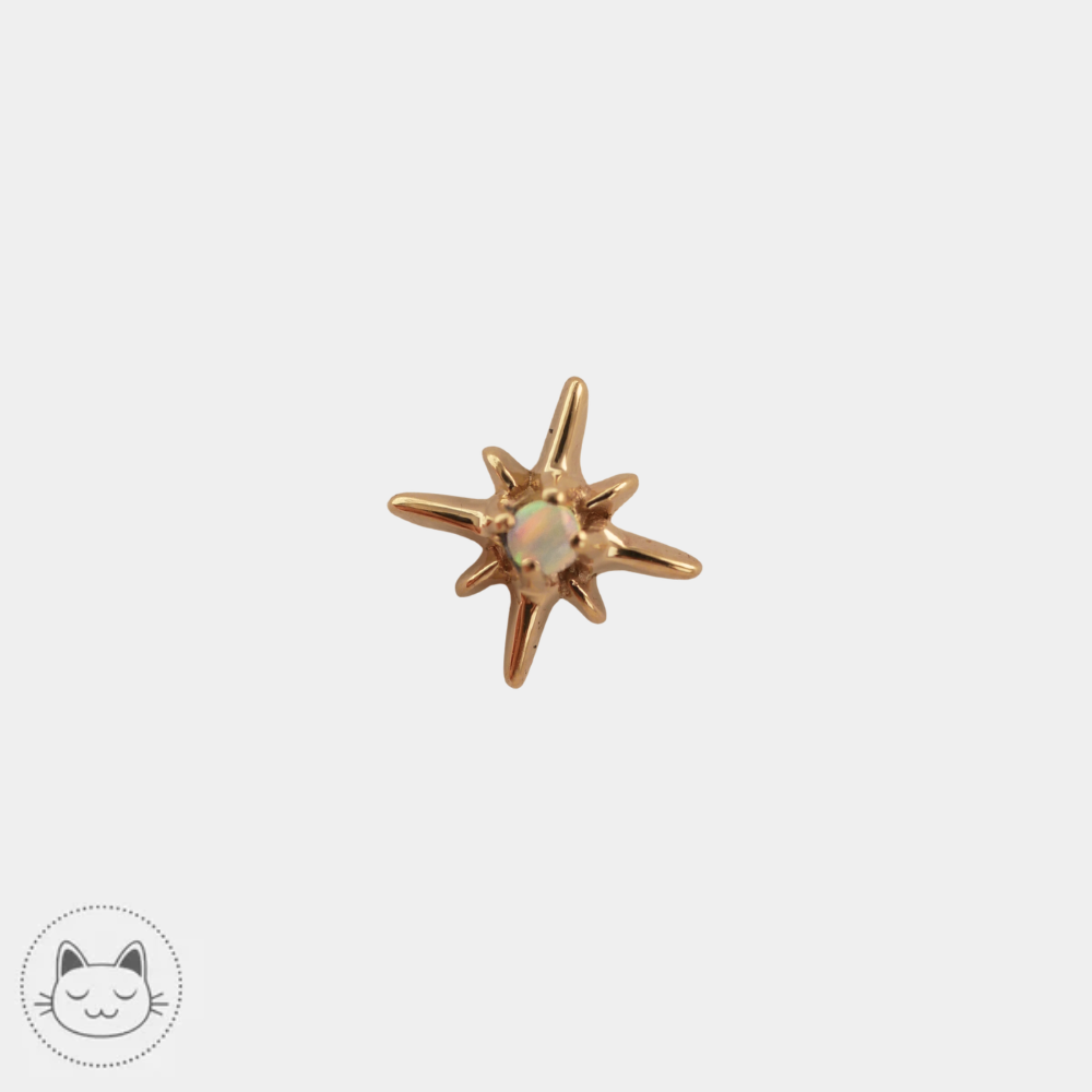 Bijou piercing Sacred Symbols D8 en or jaune 14K avec opale