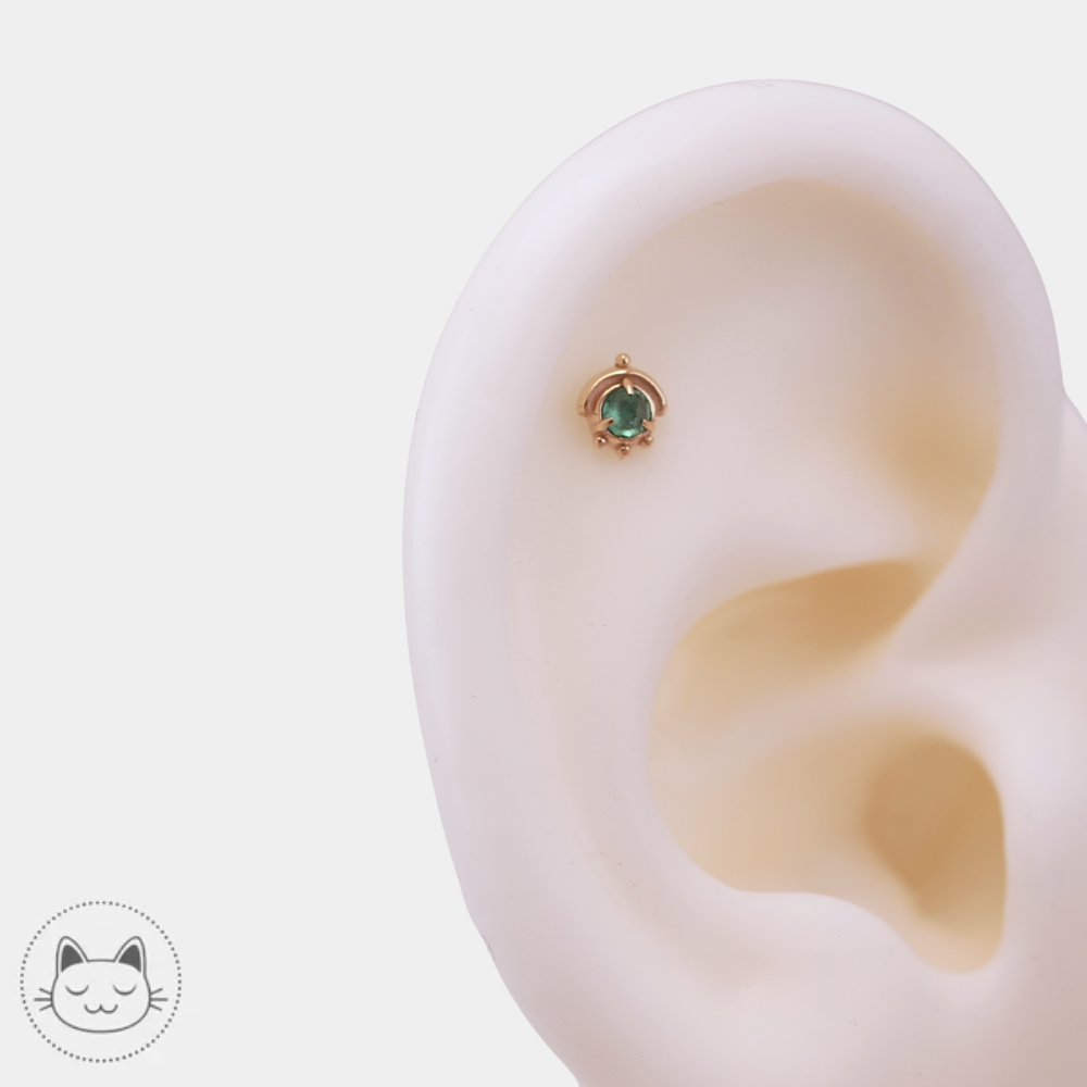 Bijou piercing Sacred Symbols ND18 pour nostril en or jaune 14K