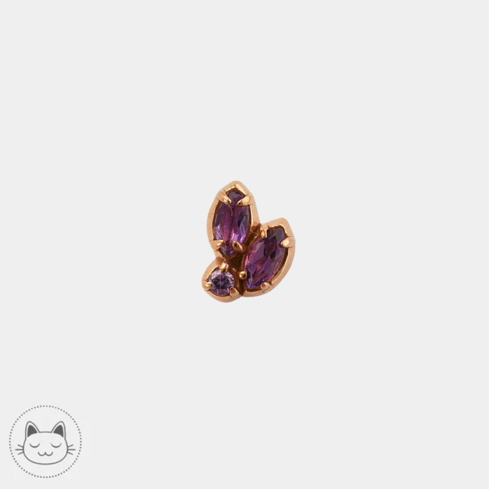 Bijou piercing Sacred Symbols ND8 en or jaune 14K avec améthyste