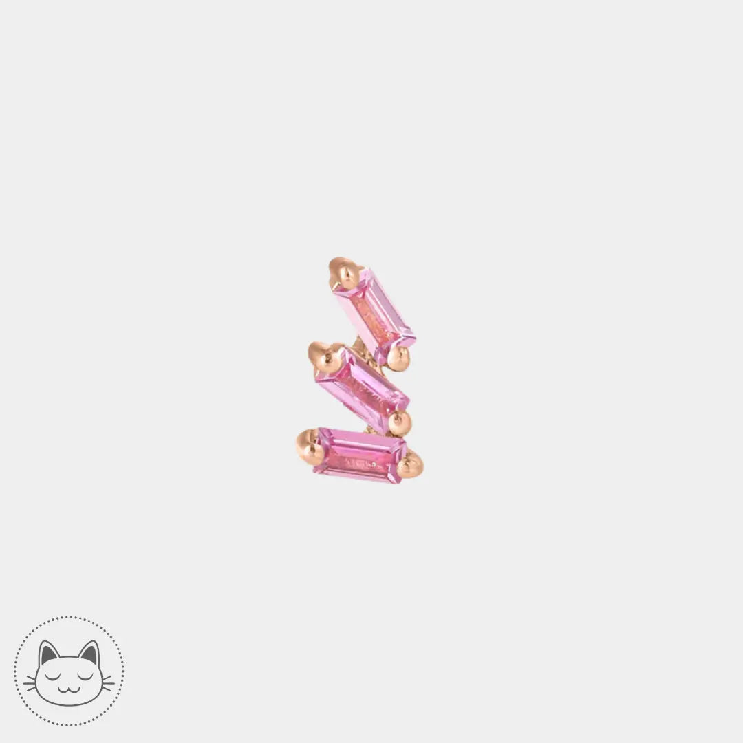 Piercing Staxx or 14k serti d’un saphir rose
