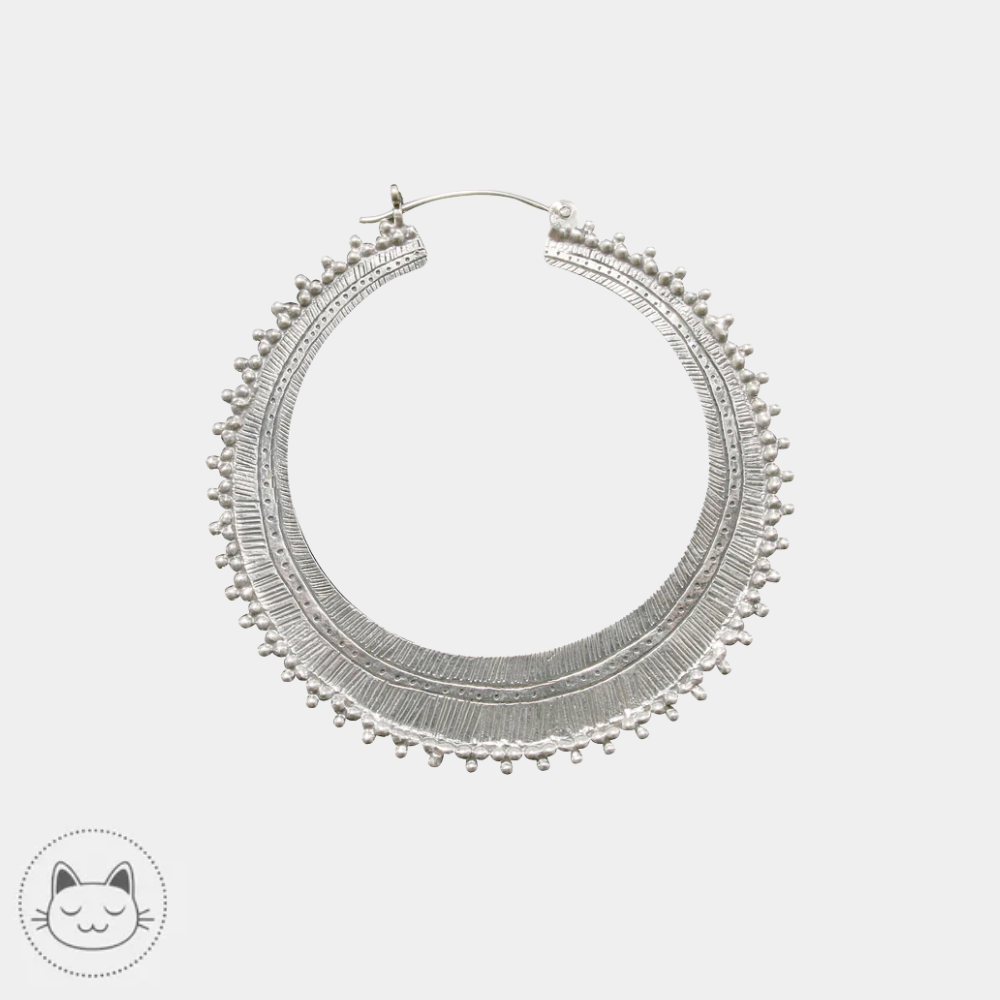 créoles Tawapa Afghan Hoop Silver Plated 58mm stretch lobes