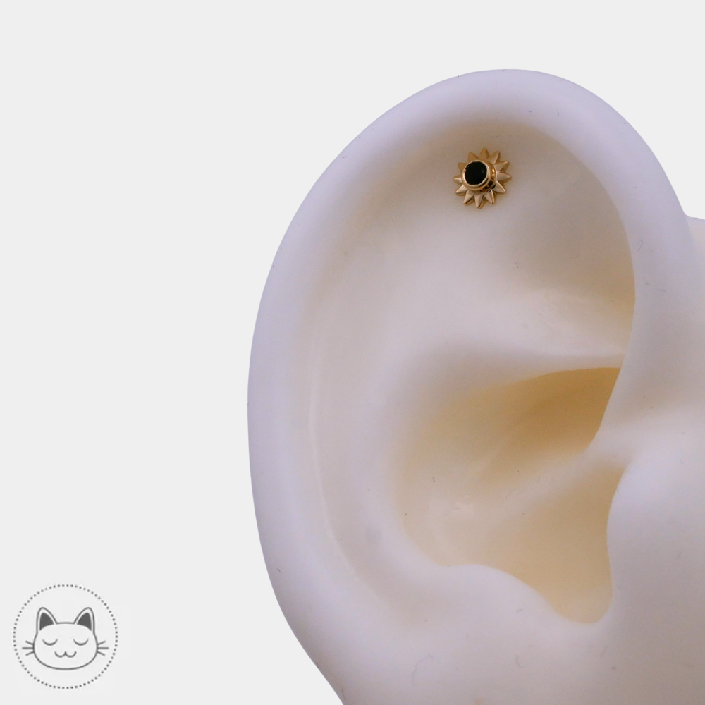 Détail du BVLA Sun or 14k onyx facetté