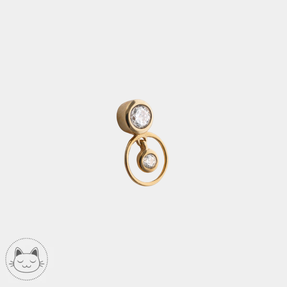 Bijou Warhol avec zircons blancs et or 14 carats