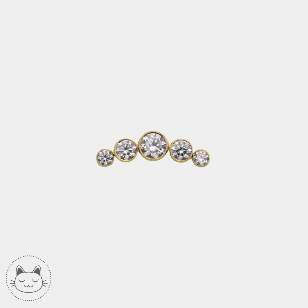 Bijou LeRoi 6T en titane avec zircons blancs, adapté au flat ou à l’hélix, disponible dans notre studio de piercing Kawaii Place à Lille.