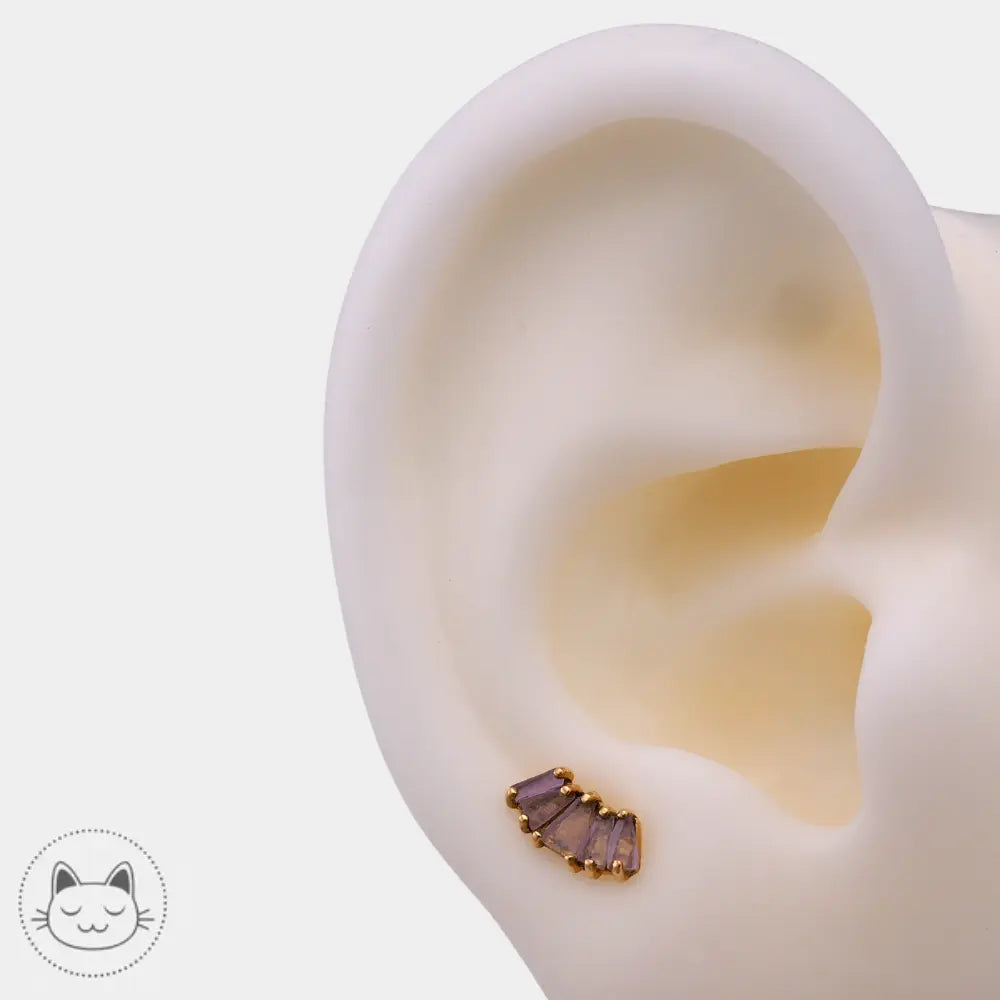 Piercing oreille améthyste or 14k Sacred Symbols